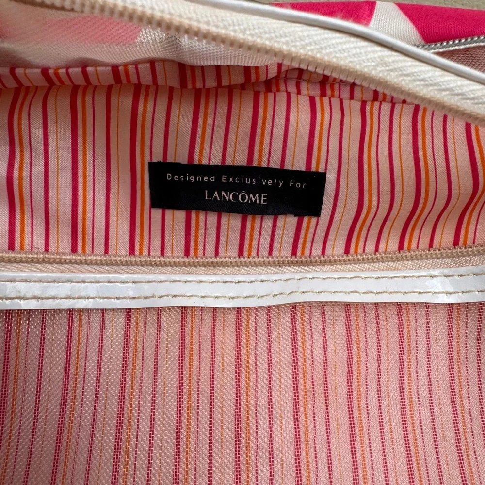 Lancome Hanging Makeup Bag Cosmetic Organizer Pink Orange Polka Dot Travel Case